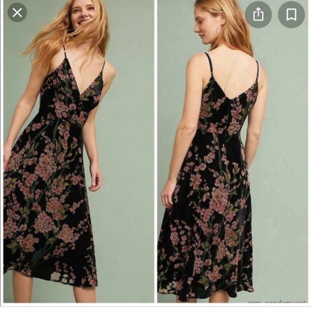 ANTHROPOLOGIE Kora Velvet Slip Dress